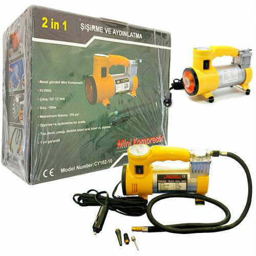Zhltools 12V 150 Psi Hava Kompresörü Mini Şişirme ve Aydınlatma Araç Lastik Pompası KA-735 - Görsel 3
