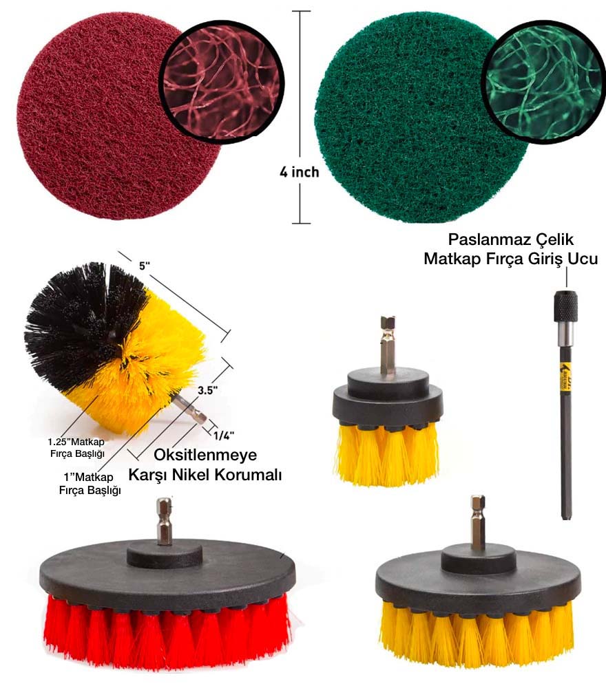 Zhltools 31 Parça Çok Amaçlı Ev Banyo ve Araç Matkap ucu Temizlik Seti - Görsel 4