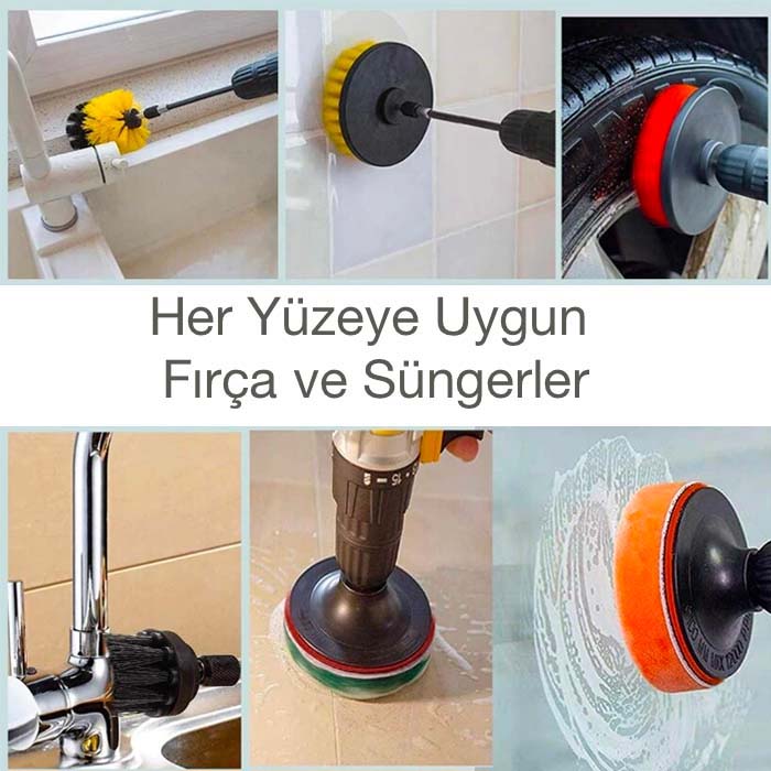 Zhltools 31 Parça Çok Amaçlı Ev Banyo ve Araç Matkap ucu Temizlik Seti - Görsel 5