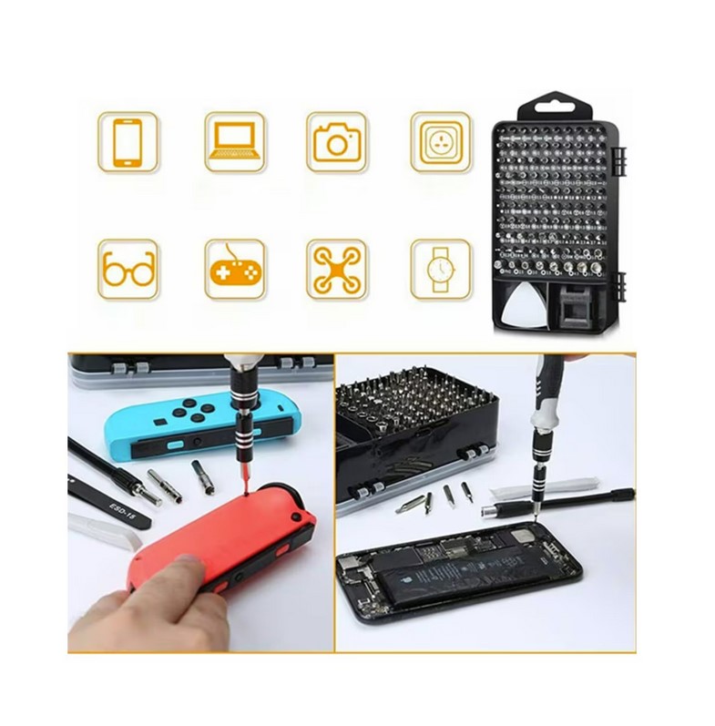 Zhltools 117 Parça Profosyonel Cep Telefonu Tablet Laptop Tornavida Tamir Seti Siyah - Görsel 5