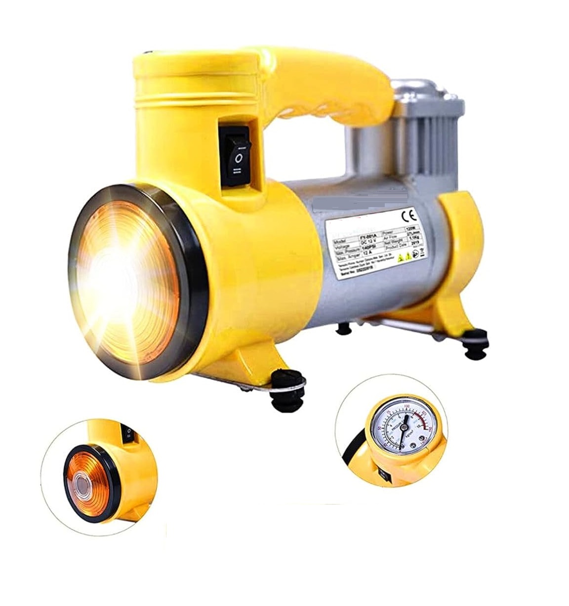Zhltools 12V 150 Psi Hava Kompresörü Mini Şişirme ve Aydınlatma Araç Lastik Pompası KA-735 - Görsel 5