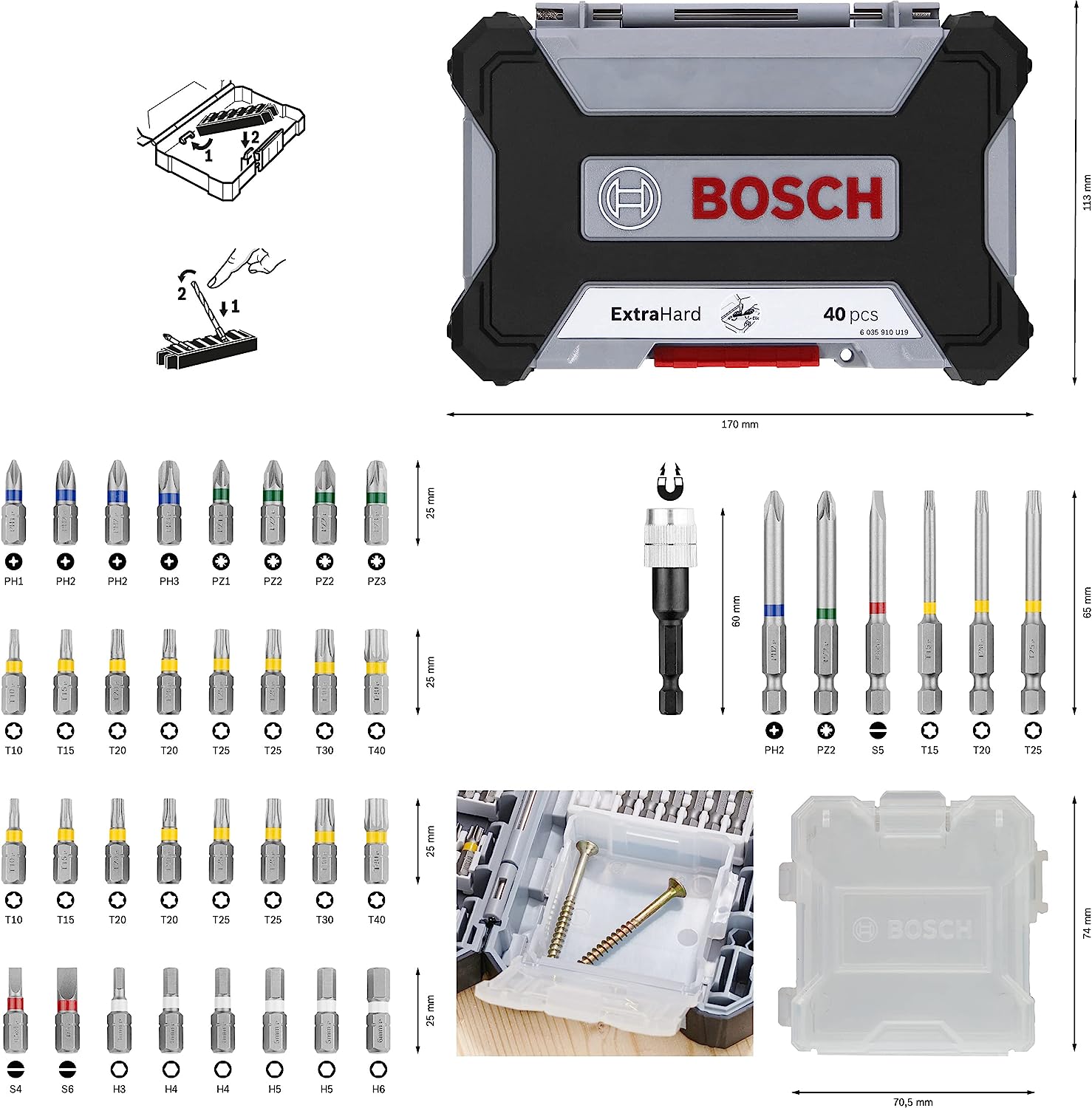 Bosh Profossional 40 Adet Extra Hard Tornavida Uç Seti - Görsel 3