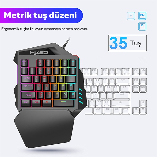 Hxsj V100+ A869 Gaming 7200 Dpı 7 Rgb Işıklı Oyuncu Klavye+Oyuncu Mouse - Görsel 5