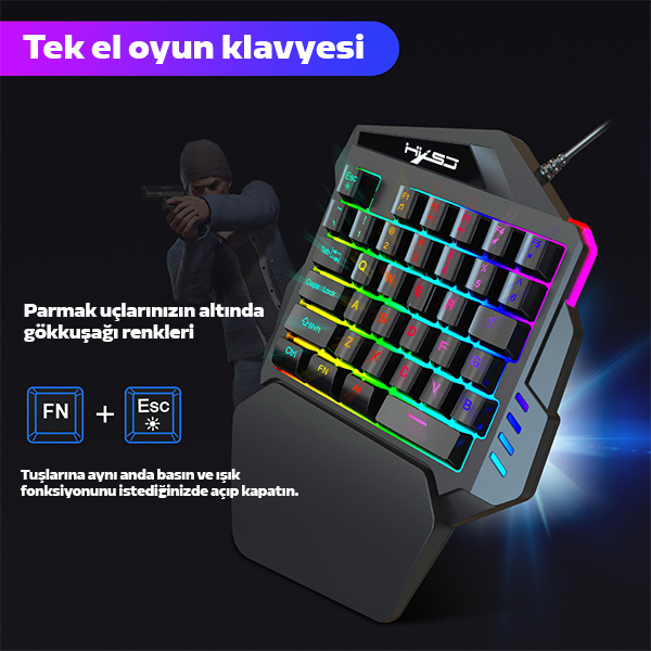 Hxsj V100+ A869 Gaming 7200 Dpı 7 Rgb Işıklı Oyuncu Klavye+Oyuncu Mouse - Görsel 6