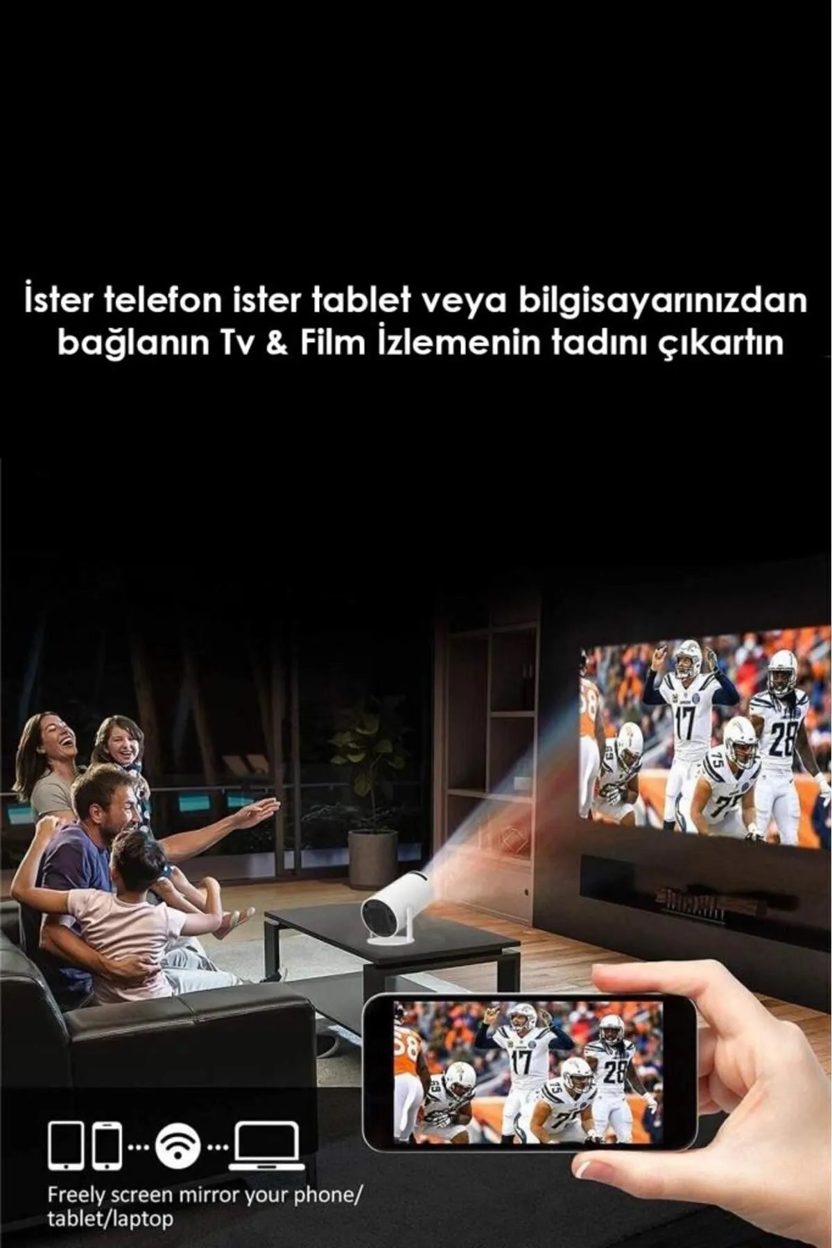 HY300 PRO 4K Taşınabilir Sinema Projeksiyon 1280*720P Ev Sineması Android 11 Akıllı Projektör - Görsel 3