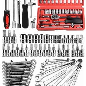 Zhltools 58 Parça Set 46 Parça Lokma Takımı otomatik Cırcır 1/4 12 Parça Kombine Açık Ağız Yıldız Anahtar Takımı