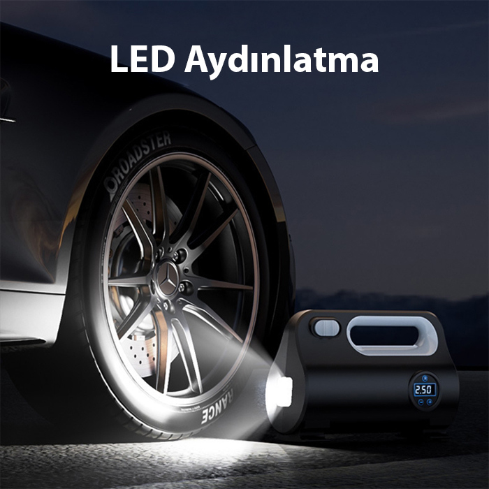 Ally ST-5523 LED Işıklı Taşınabilir Hava Pompası Kompresör Araç Lastik Şişirme Makinesi - Görsel 3