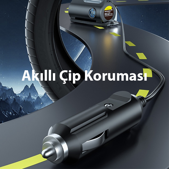 Ally ST-5523 LED Işıklı Taşınabilir Hava Pompası Kompresör Araç Lastik Şişirme Makinesi - Görsel 5