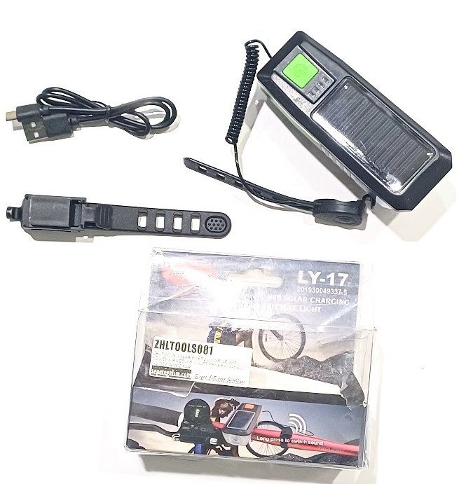 Zhltools Solar Enerjili USB ile Şarj Edilebilir Ledli Bisiklet Feneri Kornalı ve Su Geçirmez Far - Görsel 5