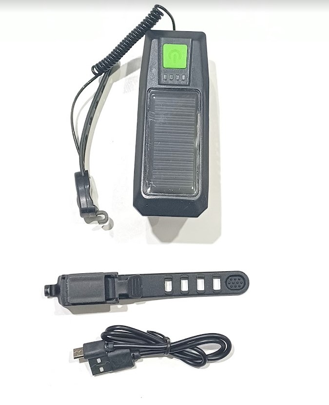 Zhltools Solar Enerjili USB ile Şarj Edilebilir Ledli Bisiklet Feneri Kornalı ve Su Geçirmez Far - Görsel 8