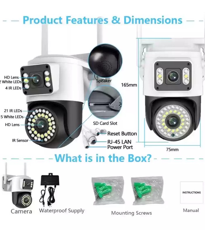 4MP Yoosee Çift Lens IP Kamera - WIFI Açık Otomatik İzleme, Su Geçirmez Kablosuz Güvenlik Ev Kamerası, Renkli Gece Görüş - Görsel 11