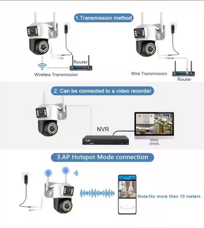 4MP Yoosee Çift Lens IP Kamera - WIFI Açık Otomatik İzleme, Su Geçirmez Kablosuz Güvenlik Ev Kamerası, Renkli Gece Görüş - Görsel 12